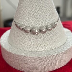 925 Sterling Silver glitter dust Beaded adjustable Bracelet